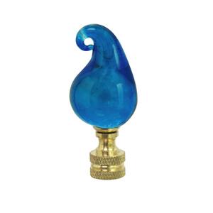 2-1/2 in. Blue Glass Lamp Finial with Solid Brass Finish (1-Pack)