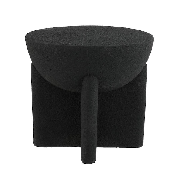 JONATHAN Y Brady 16.25 in. Minimalist Modern Drum Accent Table, Black Frosted