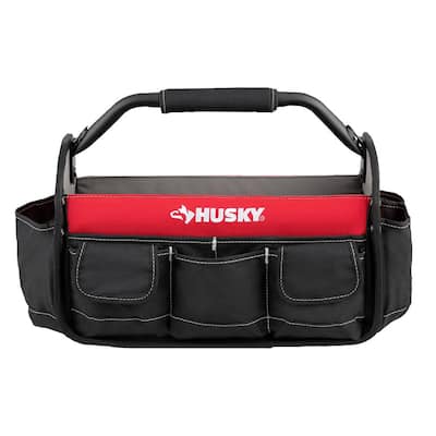 Husky 10 in. 19-Compartment Heavy-Duty Canvas Small Parts Organizer Bucket  Storage Tool Pouch in Black HD00123 - The Home Depot