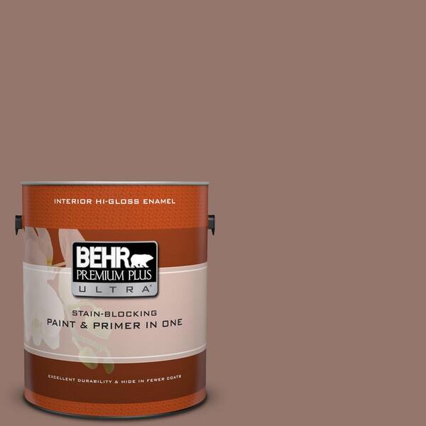 BEHR Premium Plus Ultra 1 gal. #N160-5 Chocolate Delight Hi-Gloss Enamel Interior Paint and Primer in One