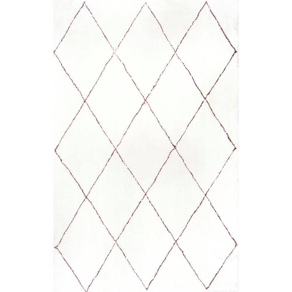 Handmade Off-White Tufted Shag Area Rug, 6'7" x 9'0"