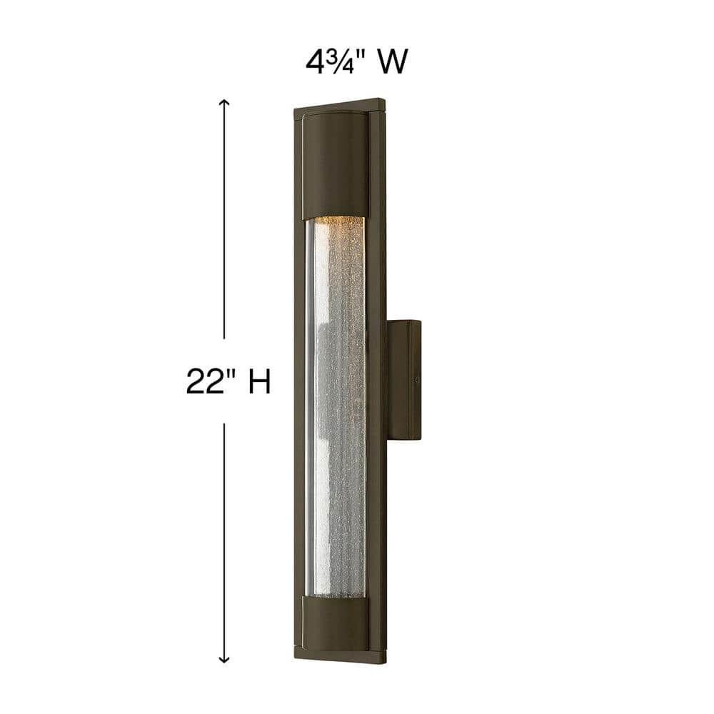 Bronze 22" Dimmable Outdoor Wall Sconce with Seeded Glass