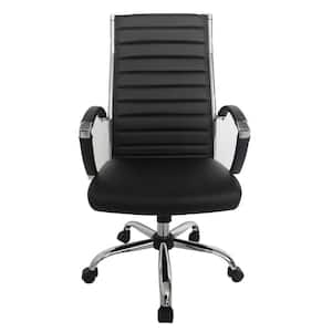 Kiddle Black Faux Leather Seat Tall Office Chair with Non-Adjustable Arm