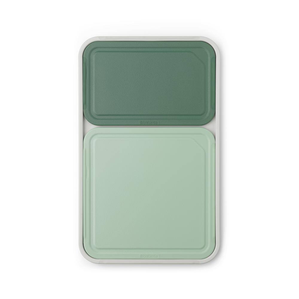 Green and Light Green Plastic Rectangular Cutting Board Set