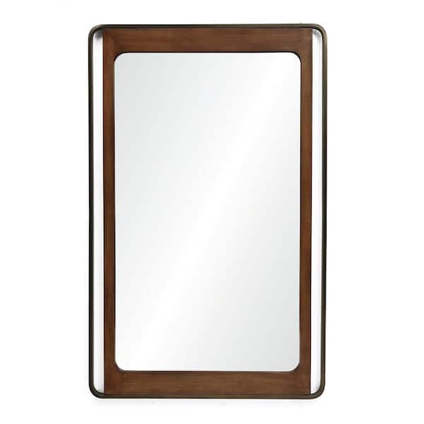LuxenHome 28.75 in. W x 45 in. H Rectangular Rustic Open Metal Frame Accent Wall Mirror