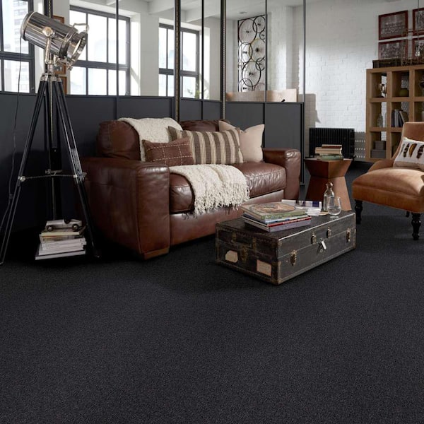 Brave Soul I - Darkest Navy - Blue 15 ft. 34.7 oz. Polyester Texture Carpet - Installation Required