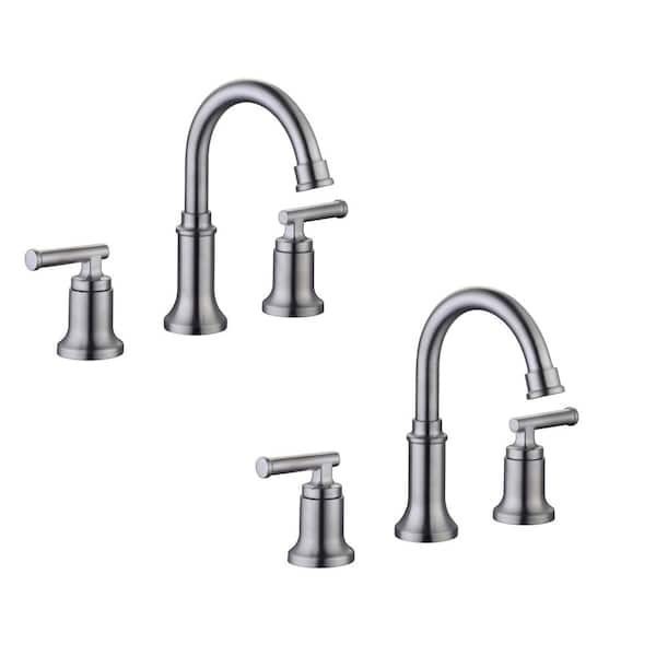 Glacier Bay Oswell 8 in. Widespread Double-Handle High-Arc Bathroom Faucet in Brushed Nickel (2-Pack)