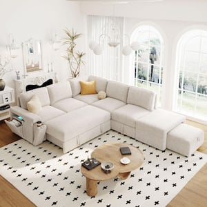 Noble House Ken 97 in. Chenille Upholstered Rectangle Sectional
