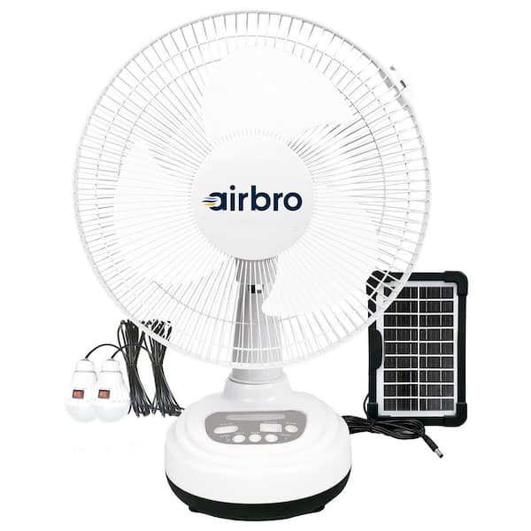 FSA-12 12-In Rechargeable AC/DC Fan in White with Solar Charging