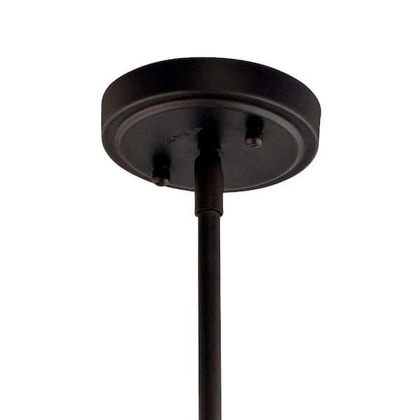 Everly 15.25 in. 1-Light Olde Bronze Transitional Shaded Kitchen Bell Pendant Hanging Light with Clear Seeded Glass
