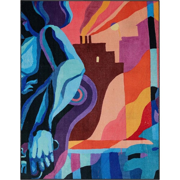 Misha The Sunday Jungle Aubade Modern Abstract Multi 7 ft. 7 in. x 9 ft. 10 in. Area Rug