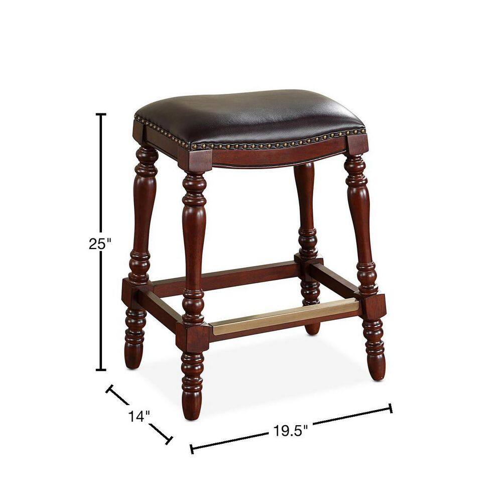 Chester Traditional Brown Leather Saddle Counter Stool
