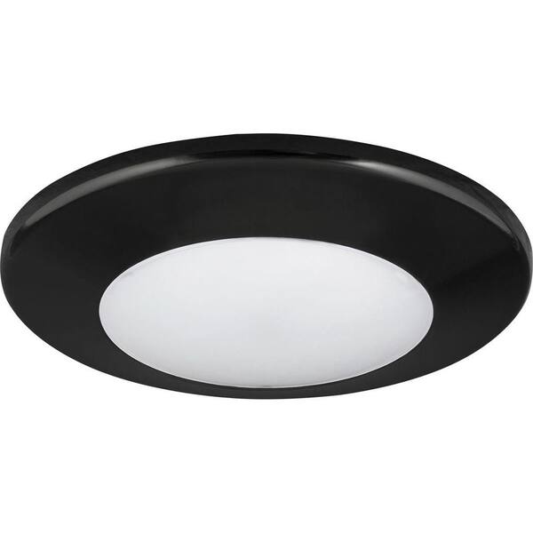 Progress Lighting 7-1/4 in. Round 1-Light Black LED Surface and Recessed Mount Light