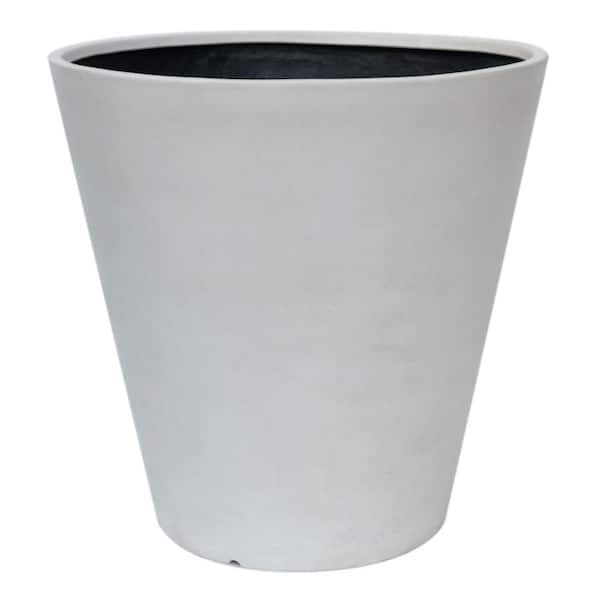 MPG 30 in. Dia Aged White Composite Commercial Planter
