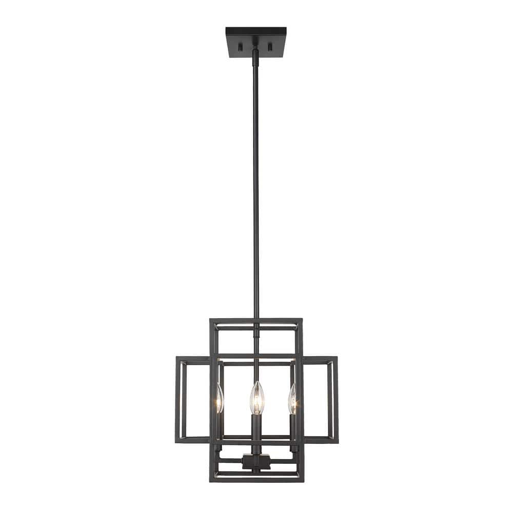 Contemporary Titania Matte Black 14" Geometric Pendant Light