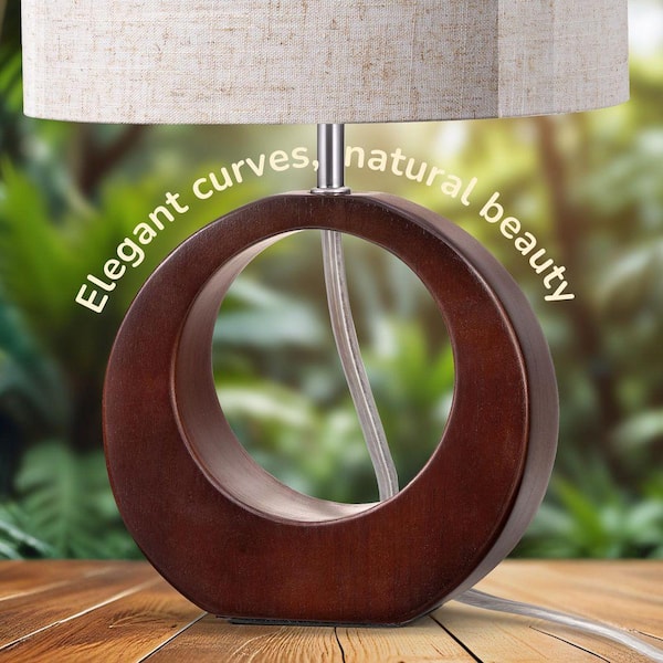 EDISHINE Breeze Stand 13.5 in. Dark Walnut Table Lamp HDL-TL2S