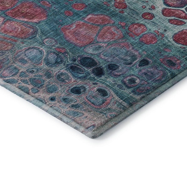 Mayfield Premium Machine Washable Abstract AMF1940 Teal 3 ft. x 4 ft. Area Rug