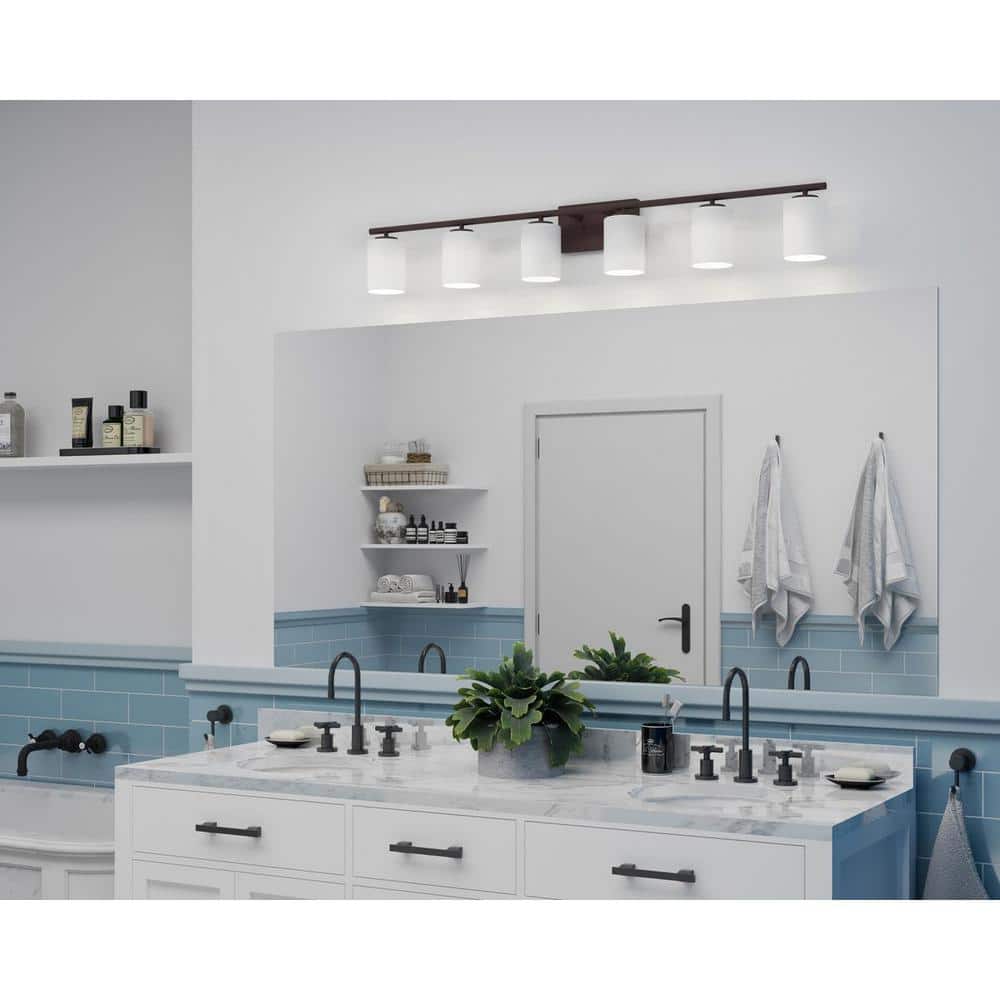 48" Antique Bronze Dimmable Cylinder Bath Vanity Light