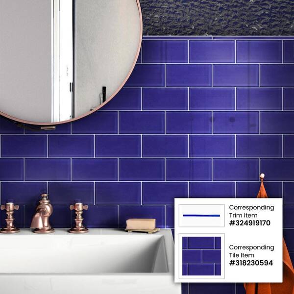 Apollo Tile (Sample) Wall Tile Royal Blue 3-in x 6-in Matte Glass Brick Subway Wall Tile
