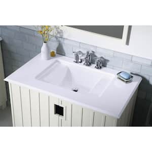 Ledges Undermount Cast Iron Bathroom Sink in White with Overflow Drain