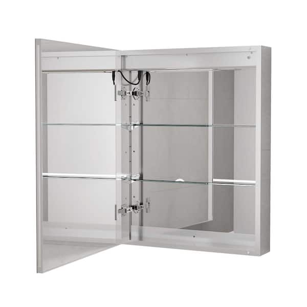 24 in. W x 30 in. H Rectangular Aluminum Light Medicine Cabinet with Mirror, Defogging and Memory Function