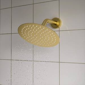 1-Spray Patterns with 1.5 GPM 8 in. Wall Mount Bathroom Fixed Shower Head with Shower Faucet in Brushed Gold