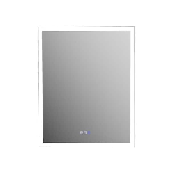 grossag 24 in. W x 30 in. H Rectangular Silver Aluminum Recessed/Surface Mount Right Dimmable LED Medicine Cabinet with Mirror