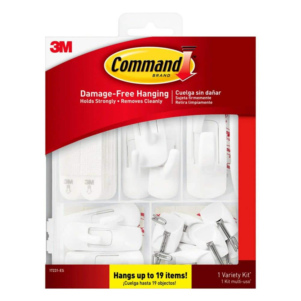 Assorted Size White Plastic and Metal Picture Hanger Kit