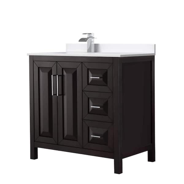 Wyndham Collection Daria 36 in. W x 22 in. D x 35.75 in. H Single Bath Vanity in Dark Espresso with White Cultured Marble Top