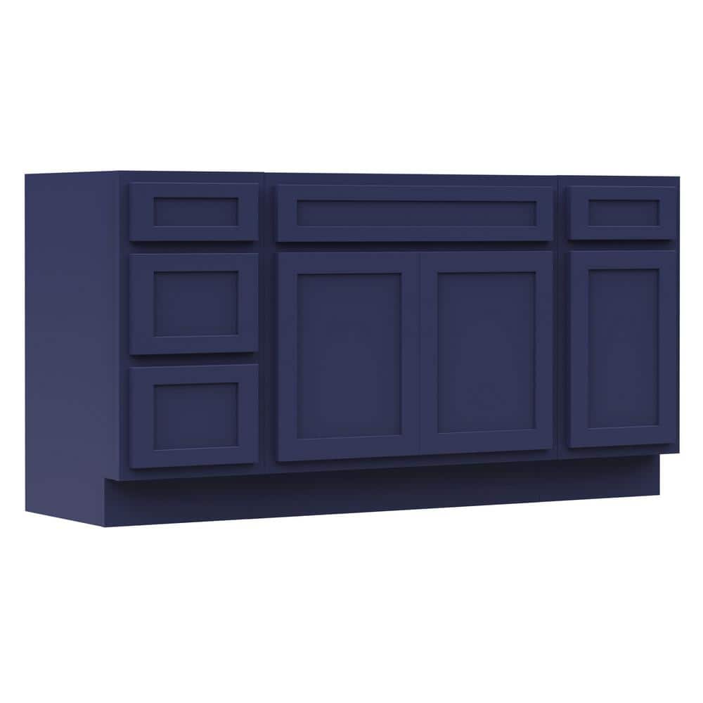 60-Inch Blue Plywood Freestanding Bath Vanity Cabinet