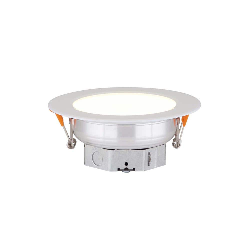 AMAX LIGHTING Round Slim Disk 4 in. White Warm White New Construction Recessed Integrated LED Trim Kit -  LED-SR4P/WT