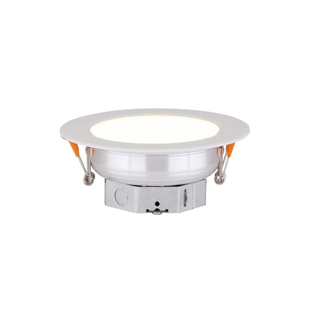 Round Slim Disk 4 in. White Warm White New Construction Recessed Integrated