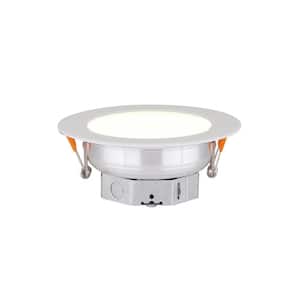 Round Slim Disk 4 in. White Warm White New Construction Recessed Integrated LED Trim Kit
