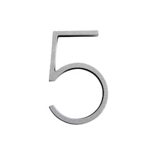 5 in. Silver Reflective Floating or Flush House Number 5