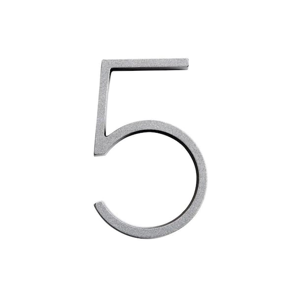 Everbilt 5 in. Silver Reflective Floating or Flush House Number 5 37937 -  The Home Depot