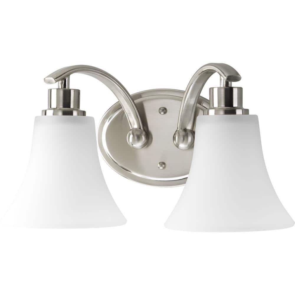 Joy Collection Brushed Nickel 2-Light Bath Fixture with Etched Glass