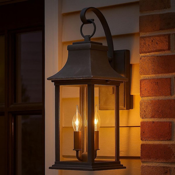 Adair Medium 2-Light Aged Zinc Outdoor Wall Lantern