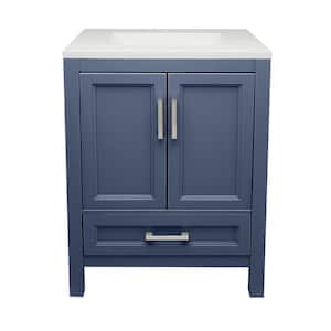 Nevado 25 in. W x 19 in. D x 36 in. H Bath Vanity in Navy Blue with White Cultured Marble Top Single Hole