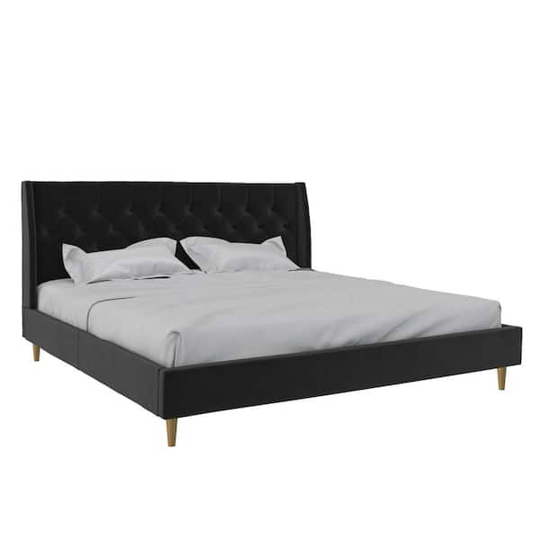 The Novogratz Her Majesty Black Wood Frame King Platform Bed