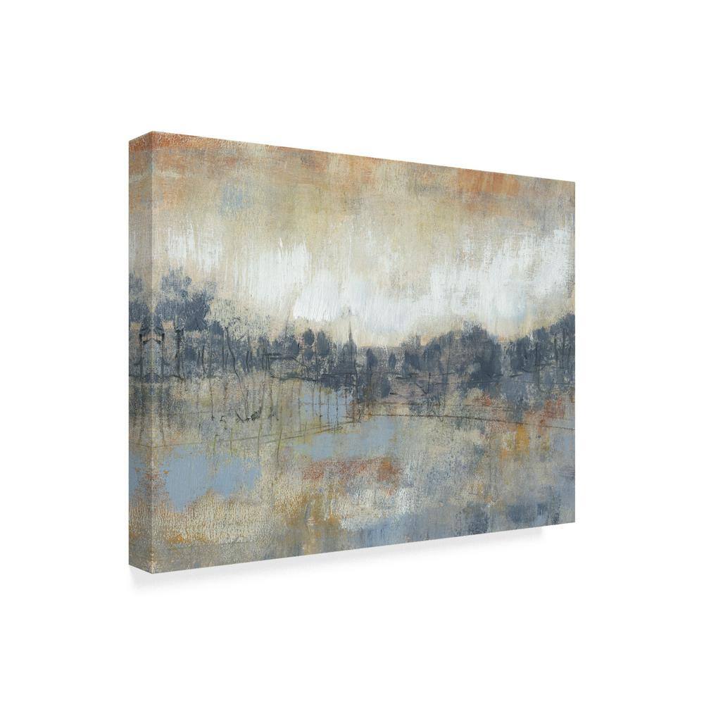Cool Grey and Beige Abstract Landscape Canvas Print