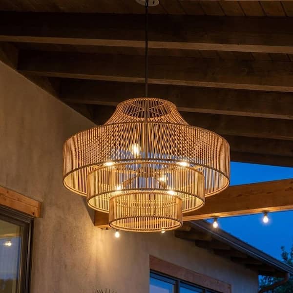 Medlock 8-Light Burnished Brass Outdoor Chandelier