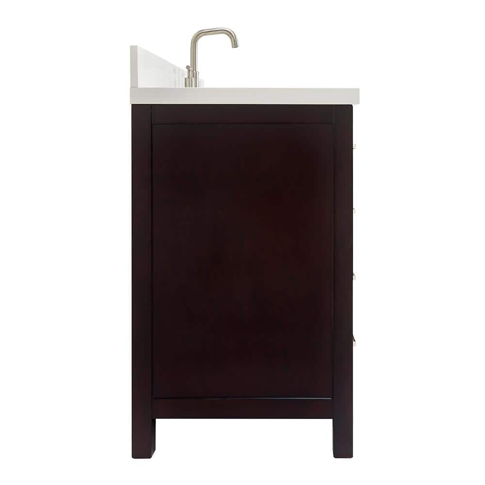 Espresso Solid Wood Freestanding Single Basin Vanity with Quartz Top