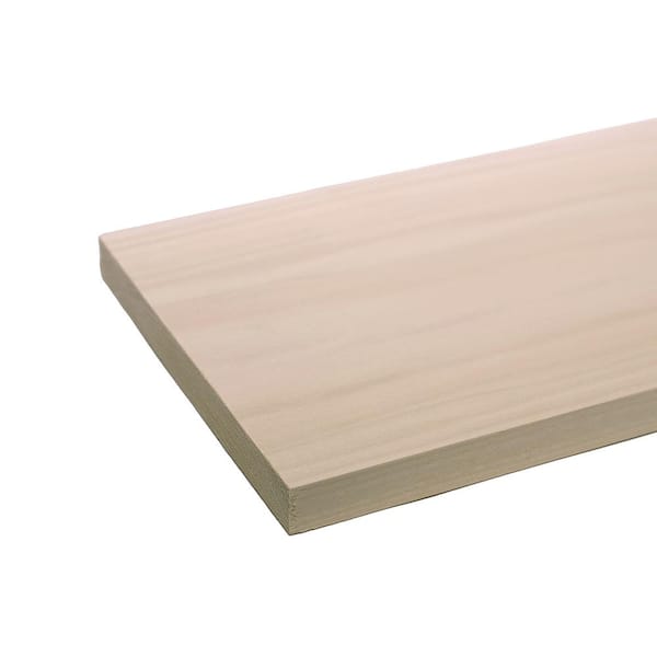 Waddell Project Board - 48 in. x 8 in. x 1 in. - Unfinished S4S Poplar Hardwood w/ No Finger Joints - Ideal for DIY Shelving