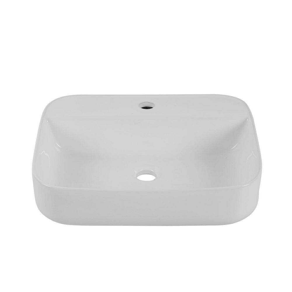 16.14 in. Ceramic Rectangular Countertop Bathroom Vessel Sink in Glossy White with CUPC Certified, Faucet Not Included price history on PriceWatchPro