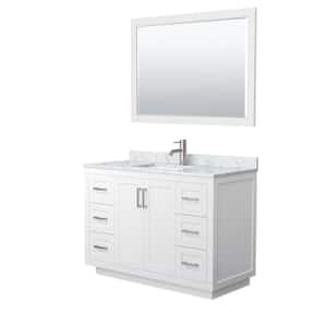 Miranda 48 in. W Single Bath Vanity in White with Marble Vanity Top in White Carrara with White Basin and Mirror