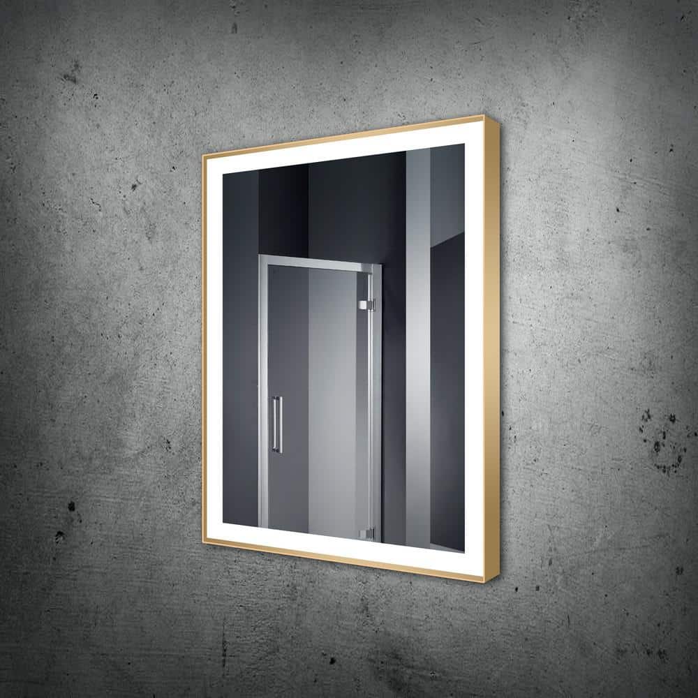 Chic 24 in. W x 32 in. H Rectangular Gold Framed Wall Mounted Bathroom Vani