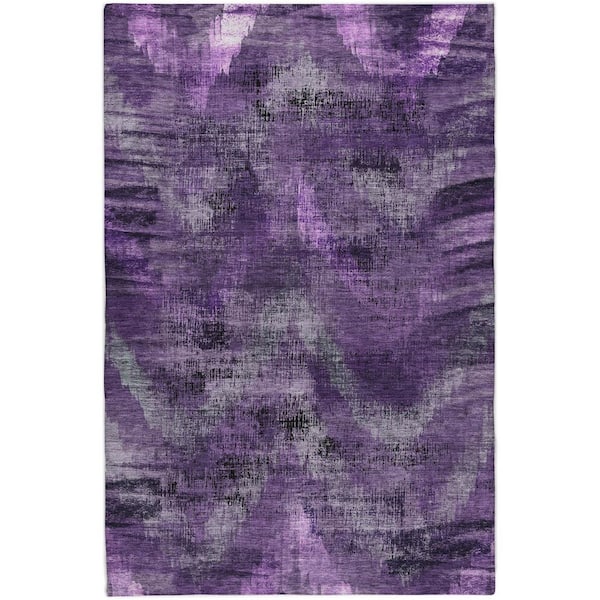 Dream Shag Premium Machine Washable Abstract ADS792 Purple 5 ft. x 7 ft. 6 in. Area Rug