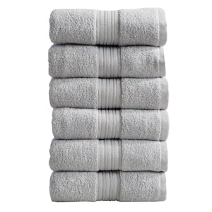 Gray Solid 100% Cotton Hand Towel (Set of 6)