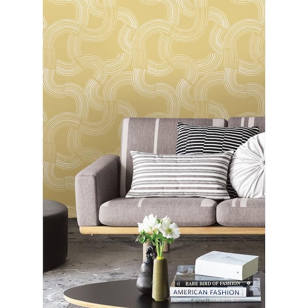 Mustard Hokime Peel and Stick Vinyl Wallpaper