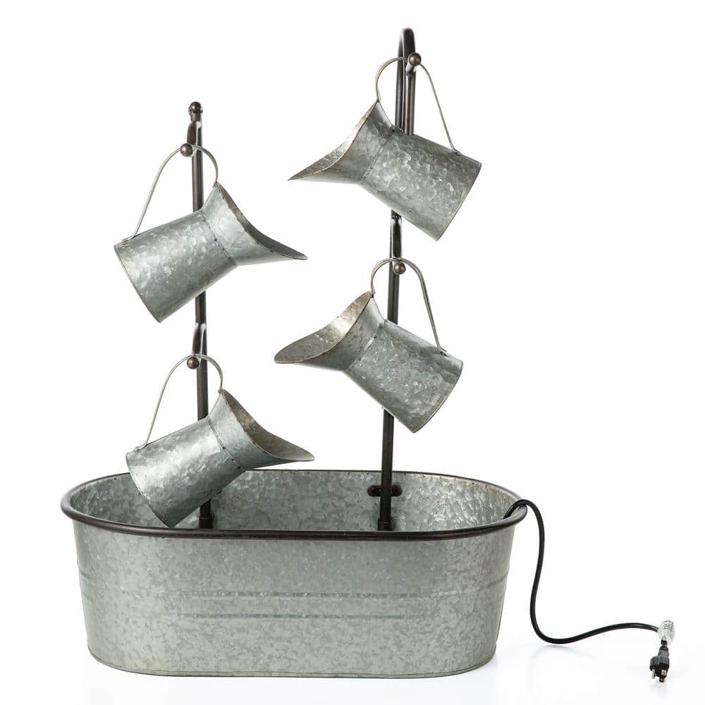 Glitzhome 33.25 in. H Farmhouse Galvanized Metal Pitchers Fountain